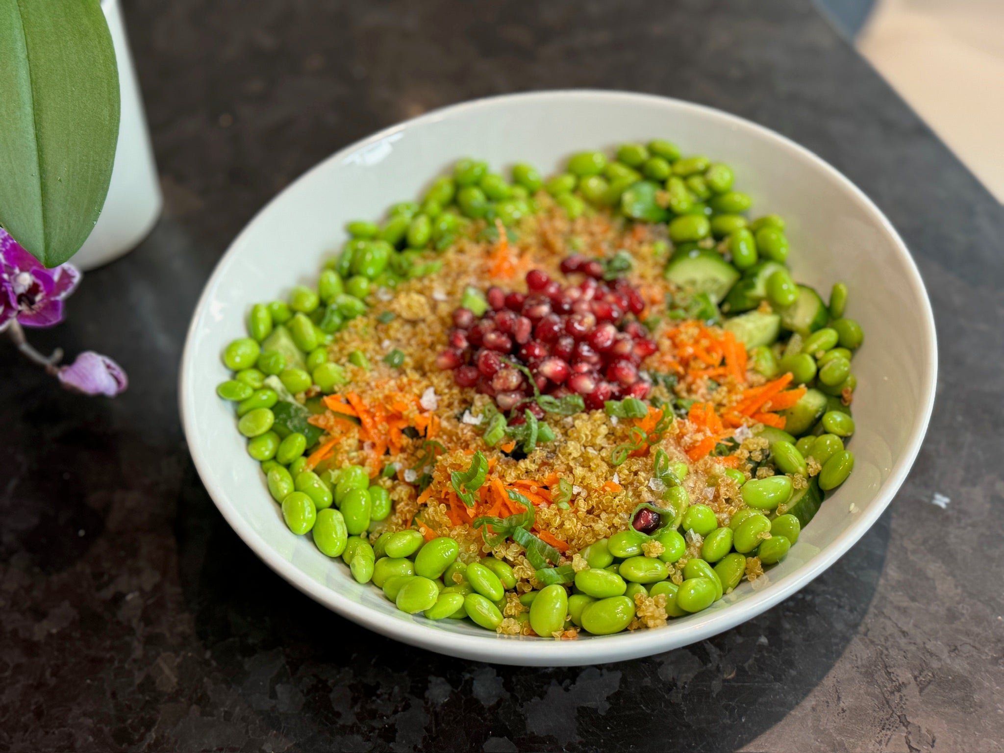 Crispy Quinoa Edamame Kale salad