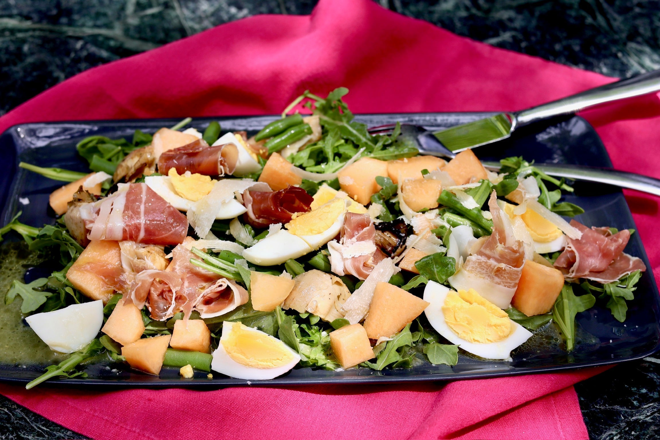 Melon Prosciutto Arugula Salad