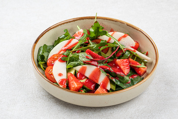 Apple, Strawberry & Herb Salad with Rhubarb Vinaigrette